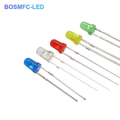 높은 밝기 구멍을 통해 빨간색 3mm LED 0.06W 열 분산