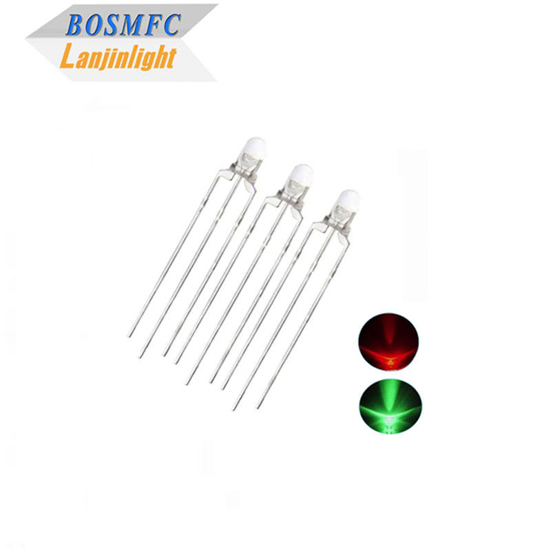 바이 컬러 3mm Through Hole LED 다기능 20mA 빨간색 &amp; 녹색 빛